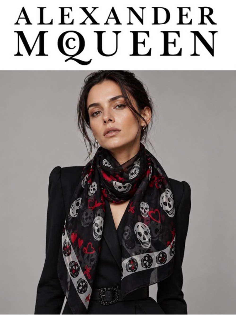 Gorgeous Alexander McQueen logo chiffon silk scarf